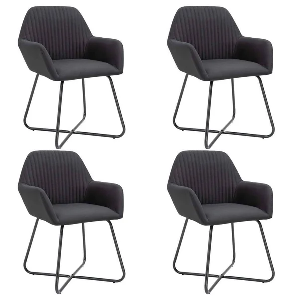 vidaXL Dining Chairs 4 Pcs Black Fabric