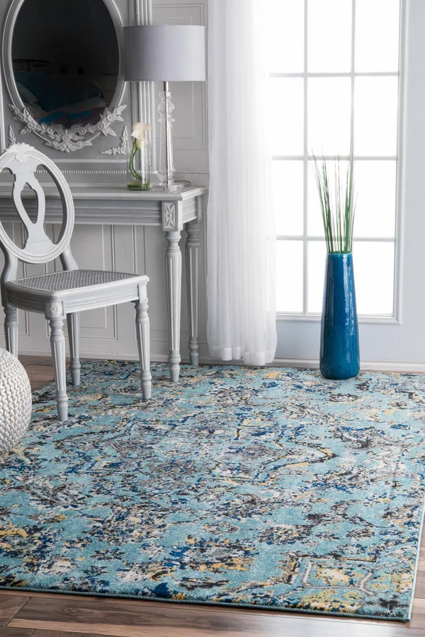 nuLOOM Taunya 8& Round Area Rug in Aqua