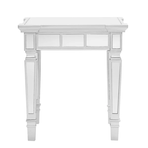 Southern Enterprises Glenview Glam Mirrored End Table Square Matte Silver