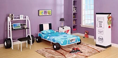 Furniture of America Daiton Racecar Desk and Stool Set
