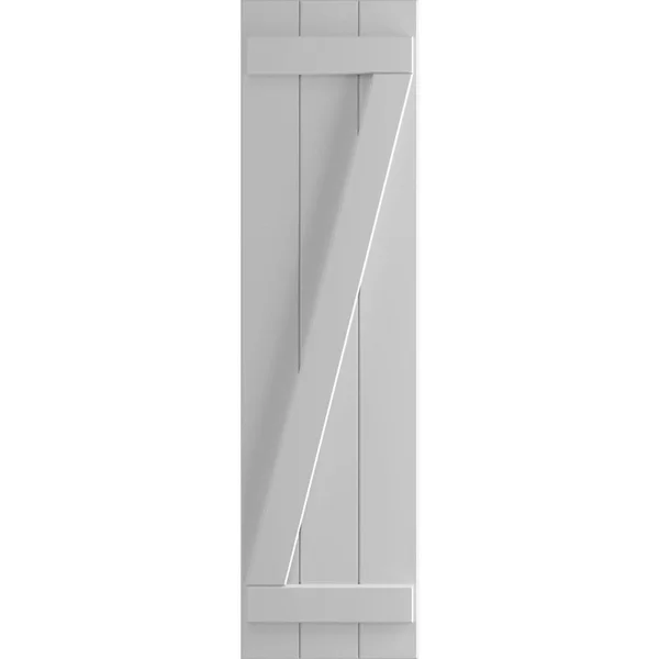 Ekena Millwork TFP102BBF16X075PR 16 1/8x22W x 75x22H True Fit PVC Three Board Joined Board-n-Batten Shutters w/Z-Bar - Primed (Pe