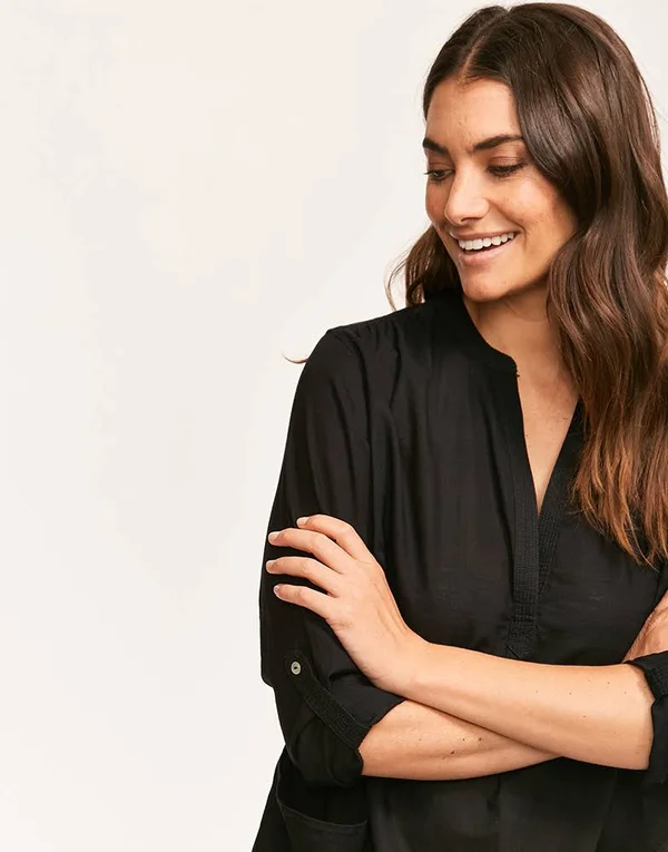 Seafolly Boyfriend Beach Shirt, Black, Women's, M
