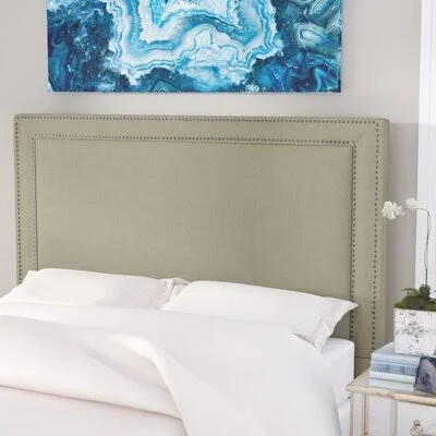 Everly Quinn Hayley Upholstered Panel Headboard - Size: King, Upholstery: Avignon Charcoal, Silver