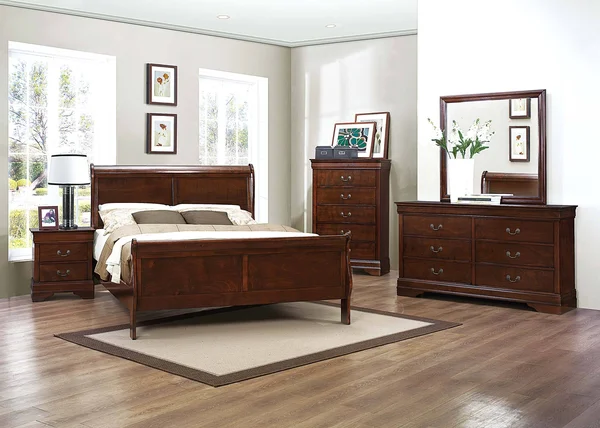 Homelegance Mayville Sleigh Bed in Brown Cherry - California King