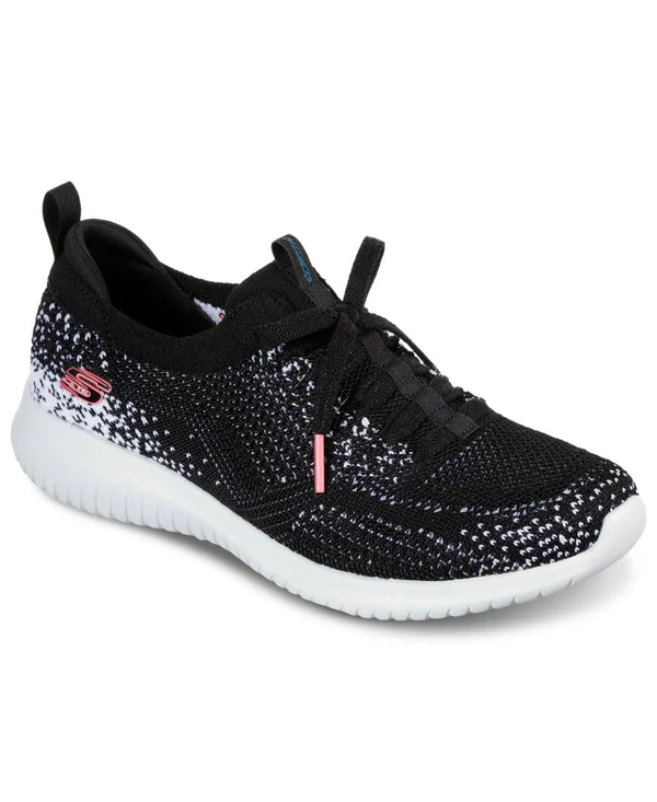 Skechers Women's Ultra Flex Twilight Twinkle Sneaker, Black/White