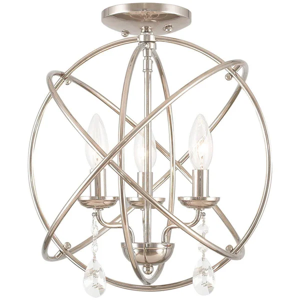 Livex Lighting Aria 3 Light Brushed Nickel Convertible Mini Chandelier/Ceiling Mount 40904-91