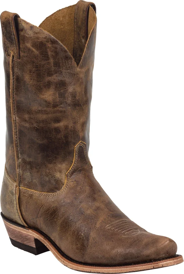 Justin Men's Cracked Bent Rail Tan Road Western Boots
