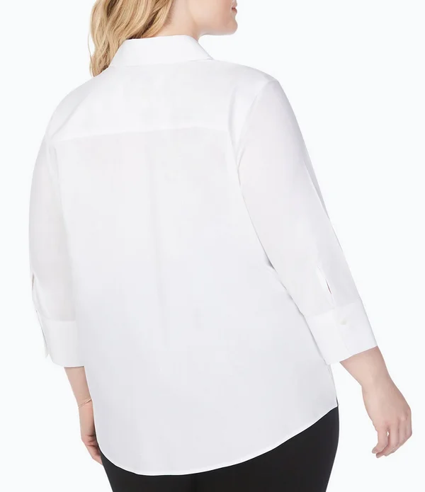 Foxcroft Mary Non-Iron Stretch Cotton Button-Up Shirt - White - 22W
