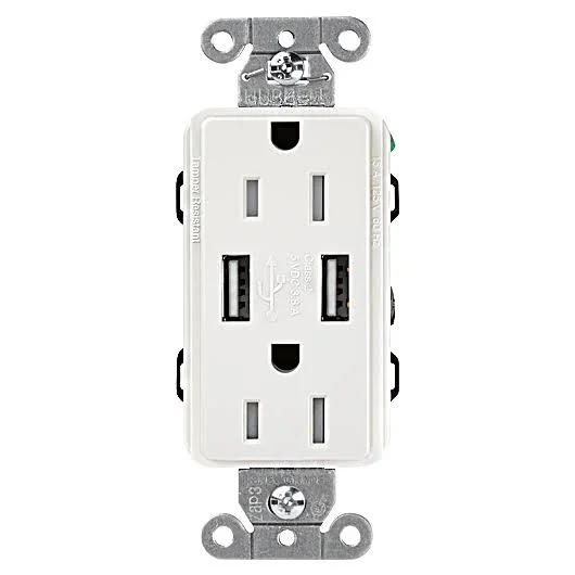 Lutron SCR-15-UBTR-TP Tamper-Resistant USB Receptacle - Taupe, 15A, 125V