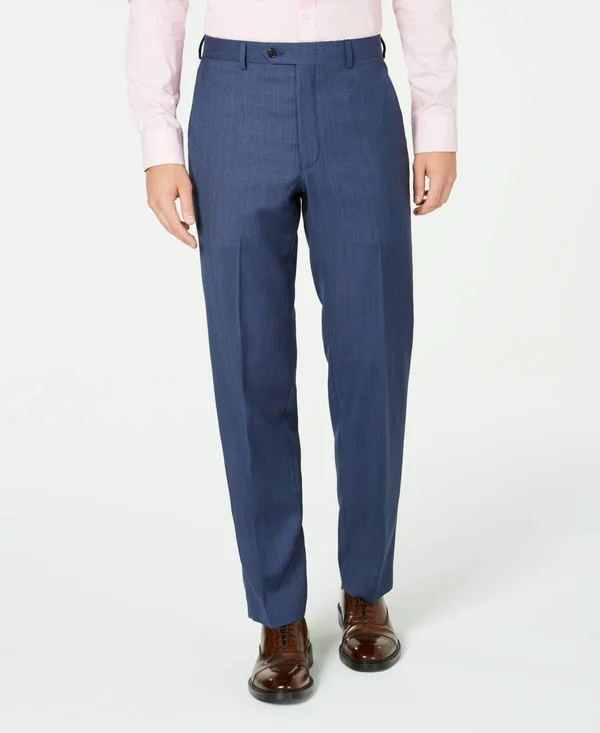 Lauren Ralph Lauren Men's Classic-Fit UltraFlex Stretch Flat Front Suit Pants - Blue Windowpane