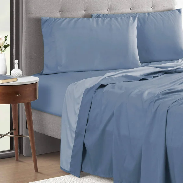 Lanwood Microfiber Sheet Set - King, Slate Blue with POLYGIENE