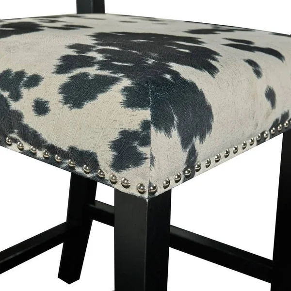 Linon Lemont Black Cow Print Counter Stool