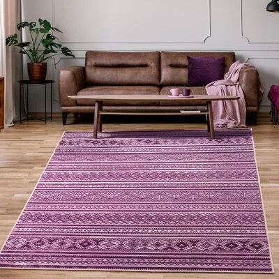 Maybery Non-Skid (Non-Slip) 5x7 Rubber Backing Moroccan Geometric Low Profile Pile Indoor Area Rugs Foundry Select