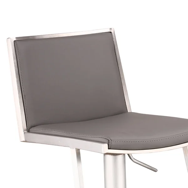 Armen Living Ibiza Adjustable Brushed Stainless Steel Barstool - Gray
