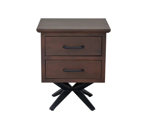 16x22 x 18x22 x 22x22 Brown Black Wood Metal Nightstand - 30" x 22" x 32"