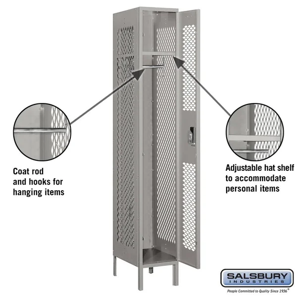 Salsbury Industries 71152tn-a 12x22 Wide Single Tier Vented Metal Locker - 1 Wide - 5 Feet High - 12 Inches Deep - Tan - Assembl