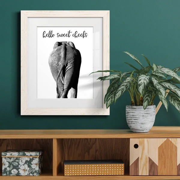 Elephant Bum-Premium Framed Print - Ready to Hang - 23X32 - Grey