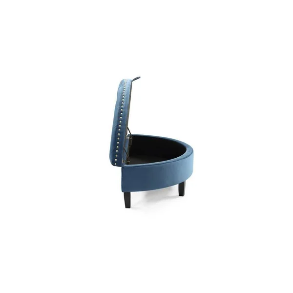 Chic Home Jacqueline Teal Velvet Nailhead Half Moon Storage Ottoman