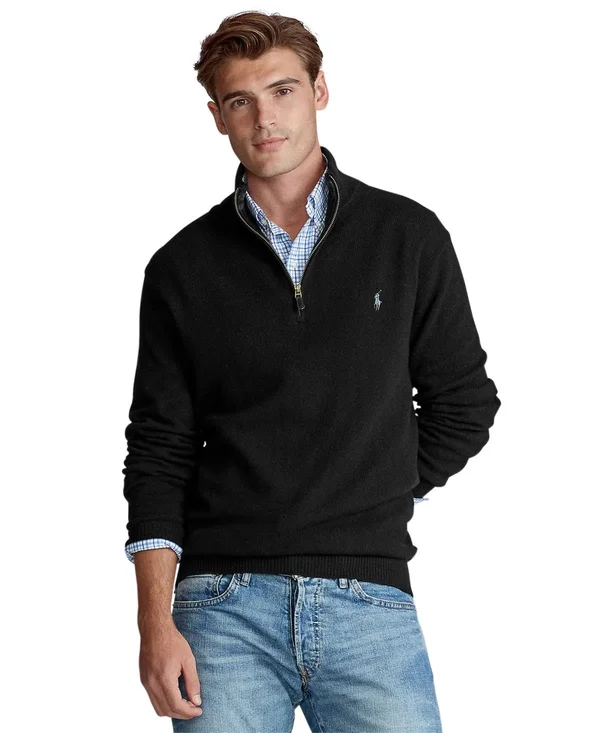 Polo Ralph Lauren Men's Cashmere Blend Quarter-Zip Sweater - Polo Black