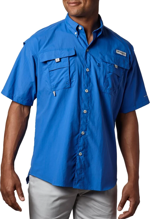 Columbia Men's PFG Bahama II Short Sleeve Shirt, Vivid Blue, 2X/Tall