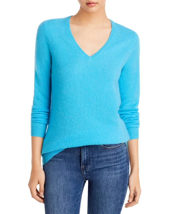 C by Bloomingdale&s V-Neck Cashmere Sweater - 100% Exclusive - x Small - Marled Plum