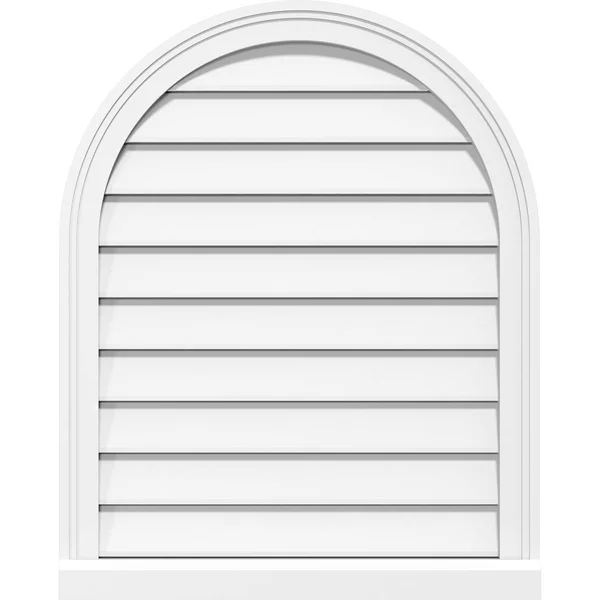 Ekena Millwork GVPRT16X3203SF 16x22W x 32x22H Round Top Surface Mount PVC Gable Vent: Functional, w/ 2x22W x 2x22P Brickmould Si
