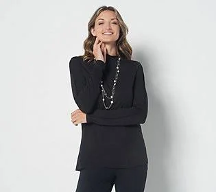 Laurie Felt Rayon Made from Bamboo BlendMock-Neck Top - Size X-Large, Black
