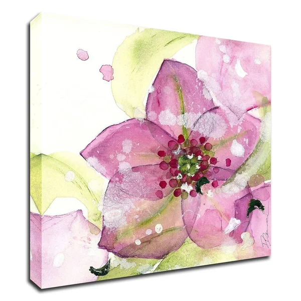 24x22 x 24x22 Pink Flower in The Snow by Dawn Derman Print on Canvas