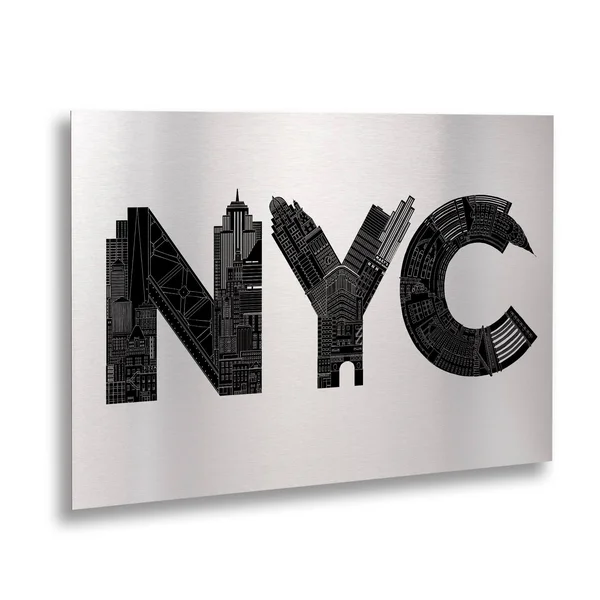 Trademark Fine Art 'NYC' Canvas Art by Robert Farkas - Floating, Brushed Aluminum, 16 inch x 22 inch, Size: Large