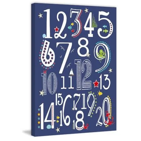 Marmont Hill 123 Nautical Navy by Karen Zukowski Painting Print on Wrapped Canvas - Size: 18 inch x 12 inch