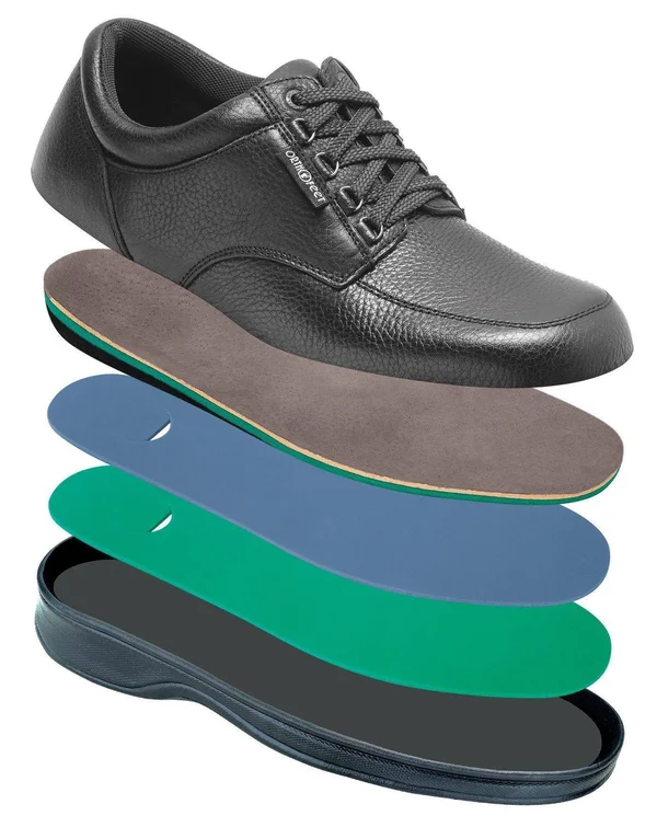 Men's OrthoFeet Avery Island Black Leather 8 XW