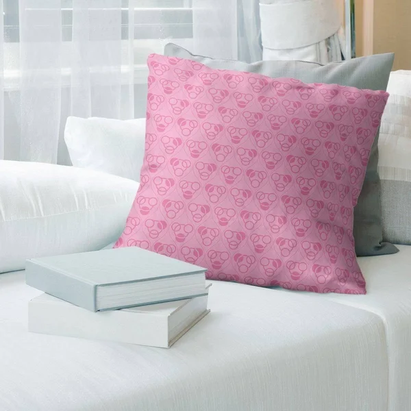 Warm Monochrome Circles & Waves Throw Pillow - 20 x 20 - Pink - Polyester