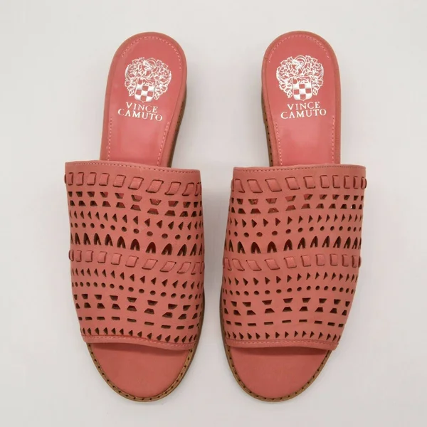 Vince Camuto Leather Wedge Slide Sandals -Rallema - Size 7 Medium, Sushi
