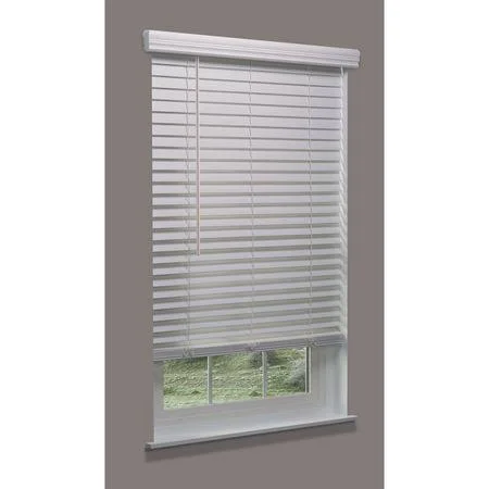 Linen Avenue F5Wt2200B56Im Cordless Faux Wood Blind - white, 22x22w x 52 to