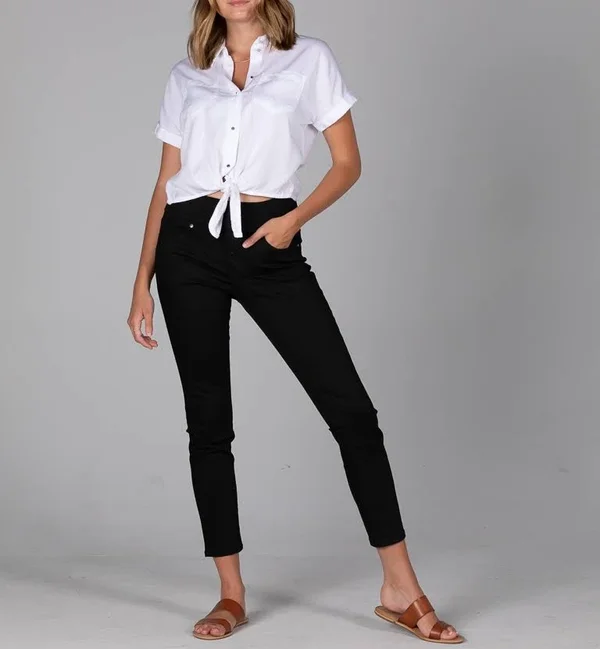 Jag Jeans Nora Pull-On Skinny Knit Denim Jean Women's Jeans Forever Black : 10 (30x22 Waist) 29.5