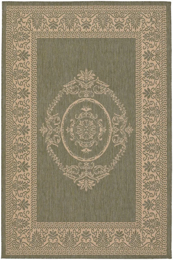 Couristan Recife Antique Medallion Area Rug - Green/Natural, 8&6x22 Square