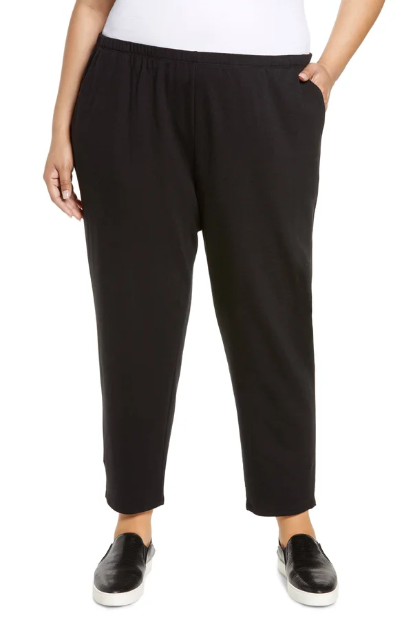 Eileen Fisher Organic Linen Ankle Pants - Black - 1x