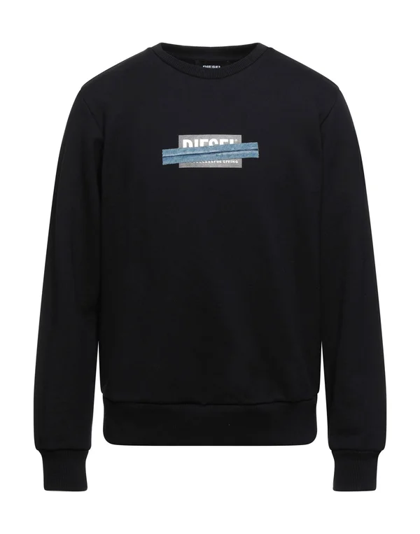 Diesel Man Sweatshirt Black Size XXL Cotton, Elastane