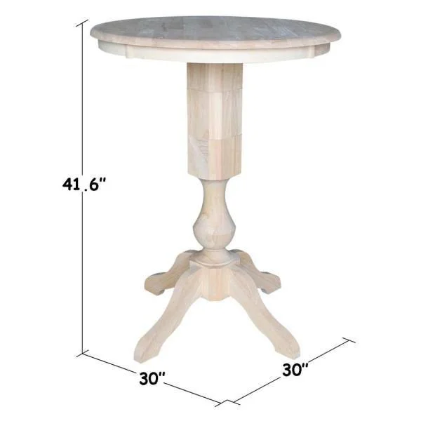 International Concepts 30x22 Round Pedestal Bar Height Table with 2 Madrid Bar Height Stools