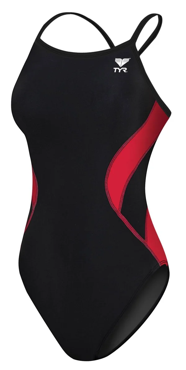 TYR DSPN1A Women's Alliance Splice Diamondfit Swimsuit - Black/Red, 30