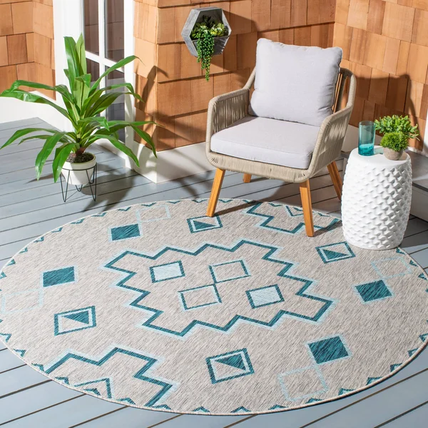 Safavieh 9& x 12& Courtyard CY8533-37212 Grey, Teal Rug