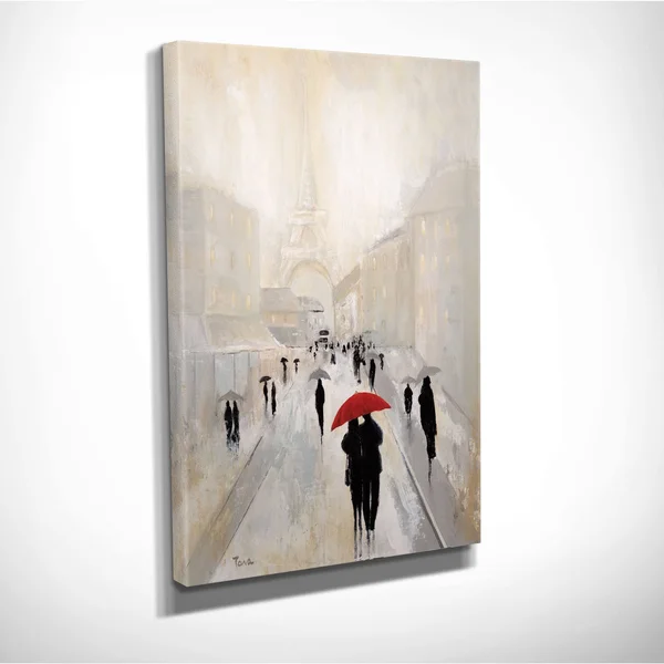 Wexford Home &Misty in Paris& by Janet Brignola-Tava Painting Print on Wrapped Canvas, Red