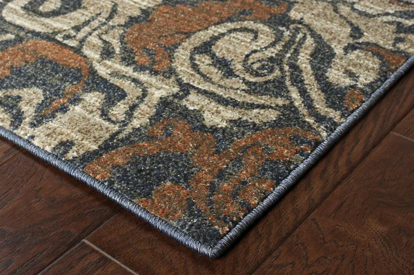 Oriental Weavers Pasha 8022K Blue/ Rust Area Rug 5& 3x22 x 7& 6x22