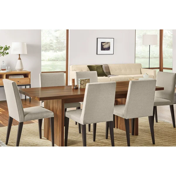Room & Board - Modern Ava Side Chair in Gino Oatmeal w/ Charcoall Legs Brown White - Fade-resistant Fabric