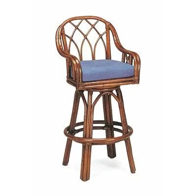 Edgewater 24x22 Swivel Counter Stool Braxton Culler Frame Color: Kiwi, Upholstery Color: Gray and White Performance Stripe; 0261