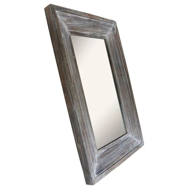 Barnyard Designs Decorative Wall Mirror Rustic Distressed Natural Wood Frame Vertical Hanging