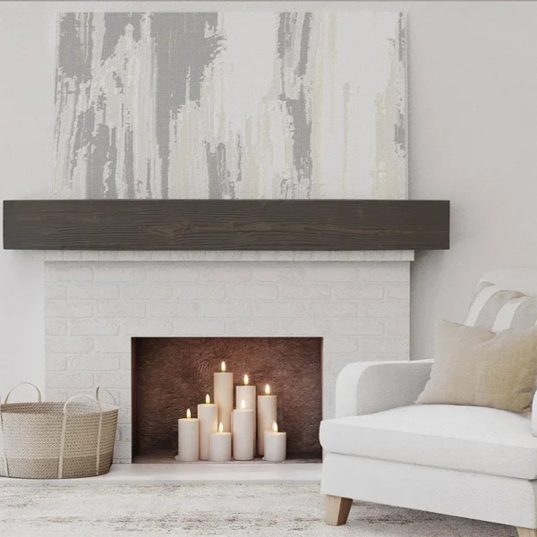 Ekena Millwork MANUSD08X08X36ZW 8x22H x 8x22D x 36x22W Sandblasted Faux Wood Fireplace Mantel, Premium Walnut