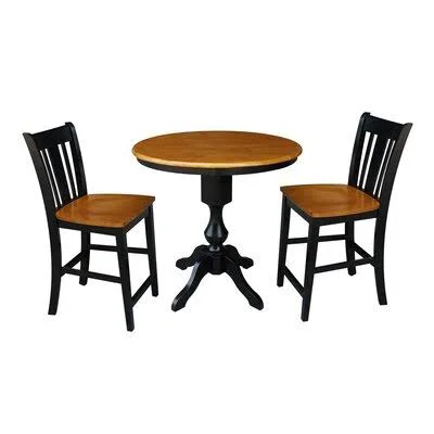 Reichel Round Top Counter Height 3 Piece Pub Table Set Canora Grey Color: Black - Cherry