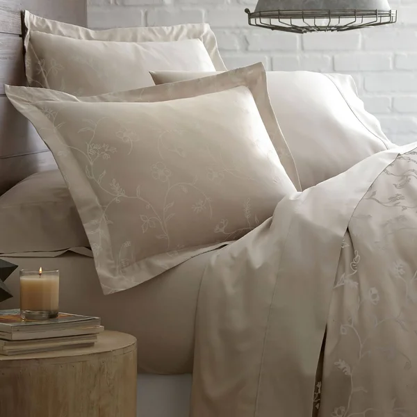 Sweetbrier Luxury Cotton Reversible Duvet Cover and Sham Set - Sand/Sand - King - Cal King