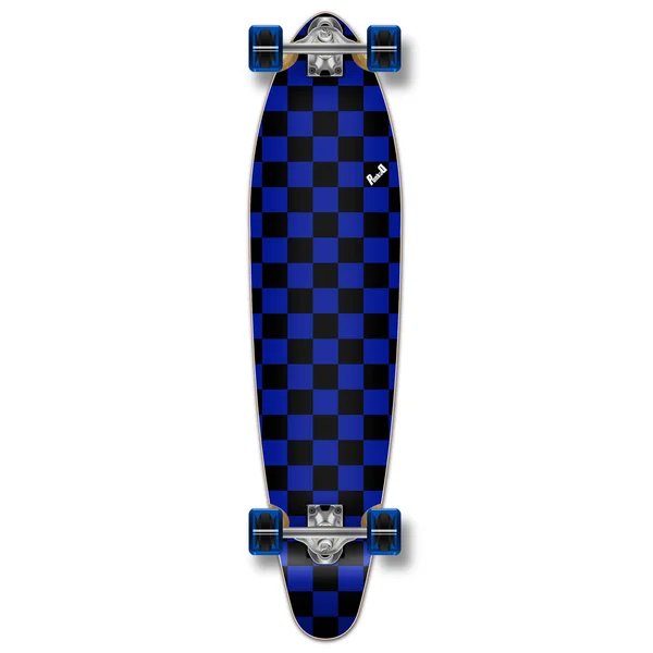 Yocaher Kicktail Longboard Complete - Checker Blue - White
